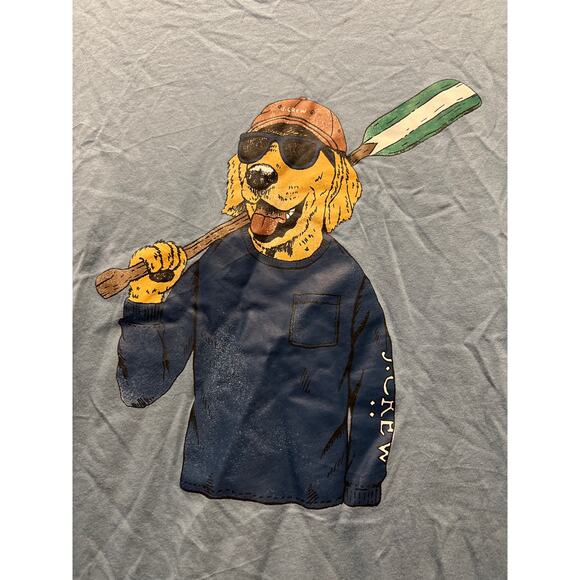 J. Crew Men’s Dog Paddle Graphic Print Crew Neck Pullover T-Shirt Size L Blue - Picture 2 of 4